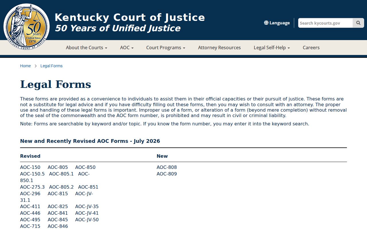 Kentucky legal forms for Trimble County criminal court cases
