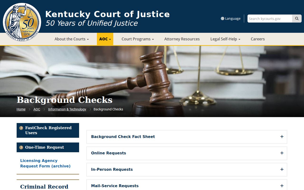 Trimble County criminal history AOC background check information