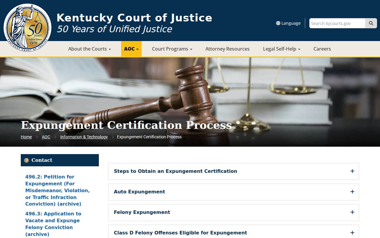Trimble County criminal record expungement process in Kentucky