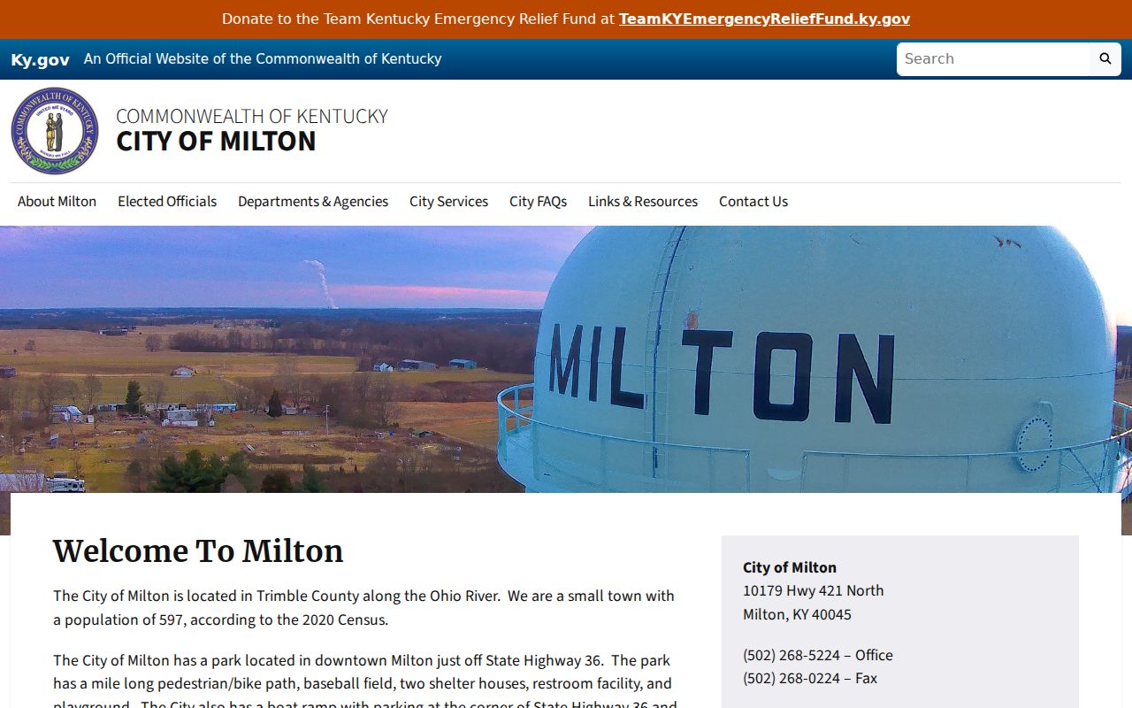 City of Milton municipal page for local criminal records context