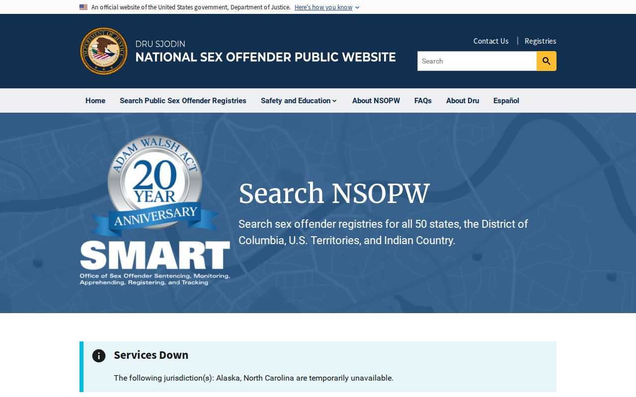 Trimble County sex offender search on the national NSOPW service